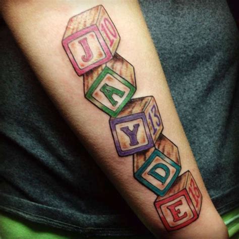 Daughter's name in baby blocks tattoo Tat ideas Pinterest