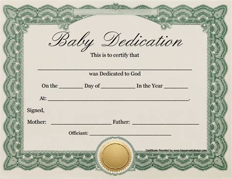 Baby Dedication Certificate Design Template in PSD, Word, Publisher