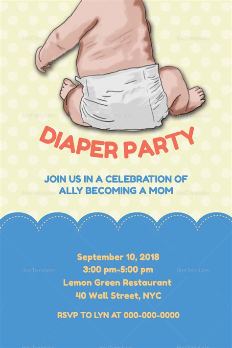 Baby Diaper Invitation Template