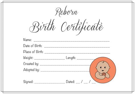 Baby Doll Birth Certificate Template