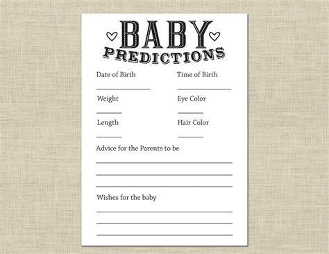 Baby Predictions Free Printable