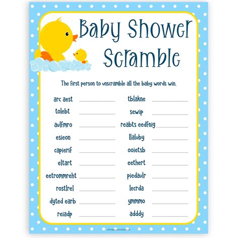 Baby Shower Word Scramble Botanical Baby Shower Games OhHappyPrintables