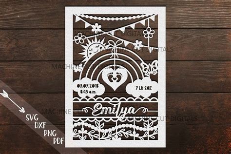Download Baby Birth Announcement Card Frame Paper Cut Files