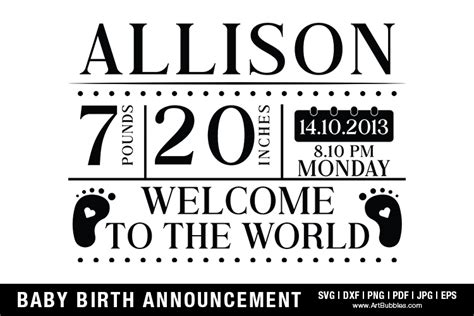 Download Baby Birth Announcement Paper Cut Files DXF Files