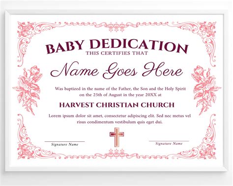 7+ Free Printable Baby Dedication Certificate Templates FREE