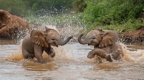 Baby Elephants Playing