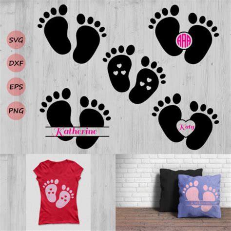Download Baby Feet, Baby Feet Monogram Frame Files DXF Files