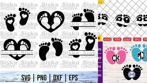 Download Baby Feet, Baby Feet Monogram Frame Files For Crafts