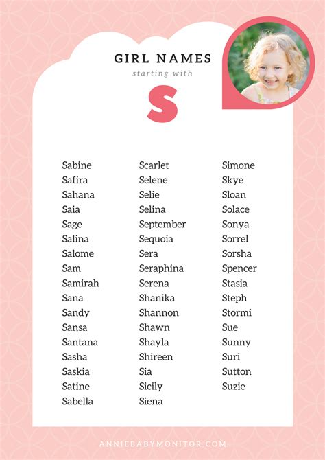 Baby Girl Names Starting With S Unique