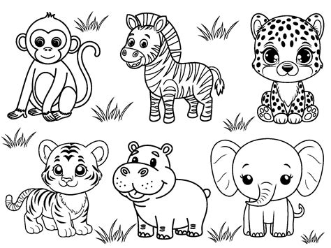 Baby Jungle Animals Coloring Pages