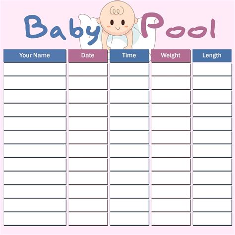 10 Best Printable Baby Pool Template Excel Baby pool, Baby names