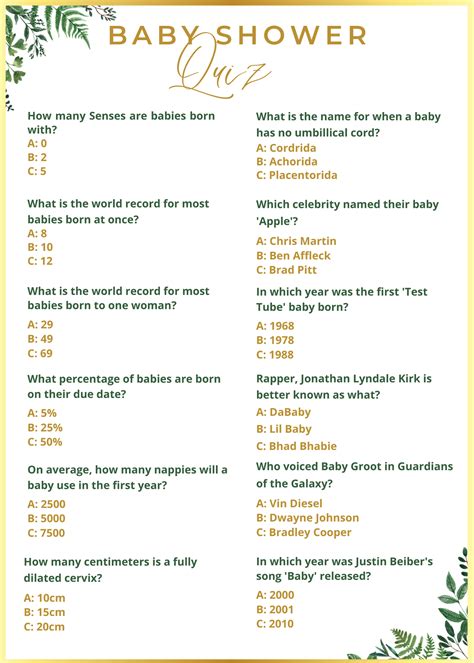 Baby Quiz Questions