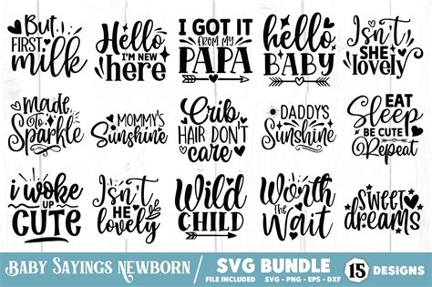 Download Baby Sayings Newborn Svg Bundle Files DXF Files