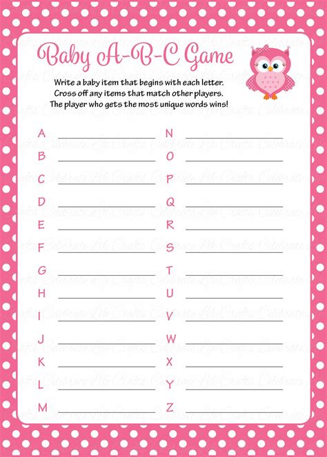 Baby Shower Games Free Printables