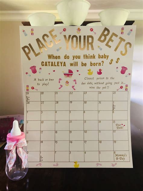 Guess the Date Pink and Grey Owl Baby Shower Game Due