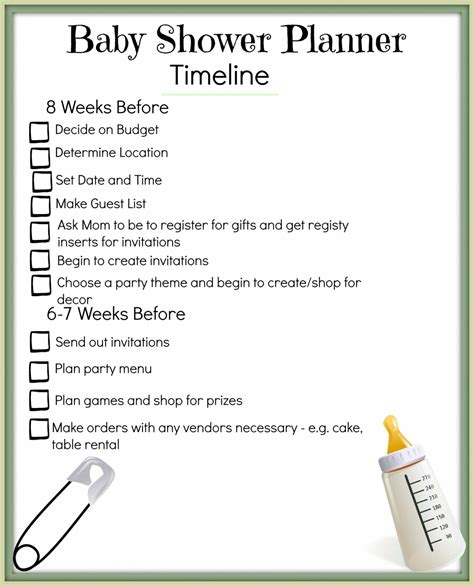 Baby Shower Itinerary Template