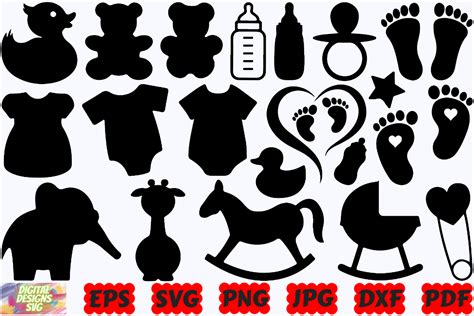 Download Baby Shower SVG Clipart Set Files DXF Files
