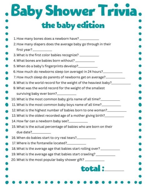 Baby Shower Trivia Questions