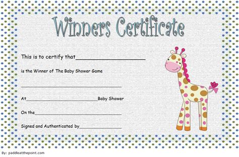 Simple Baby Shower Winner Certificate Template 7 Ideas Sparklingstemware