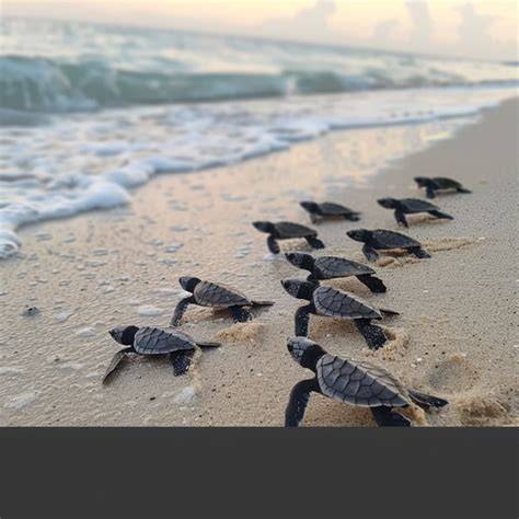 Baby Turtles Reaching Sea