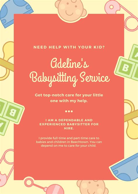 Free Free Simple Babysitting Flyer Illustrator, Word, PSD, Publisher