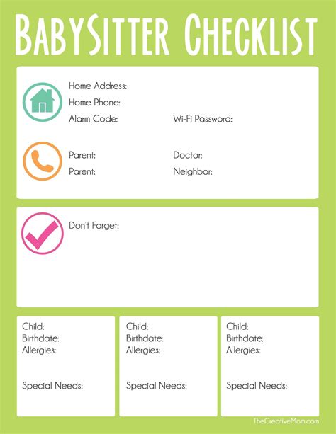 Babysitter Checklist UrbanSitter Babysitter checklist, Babysitter