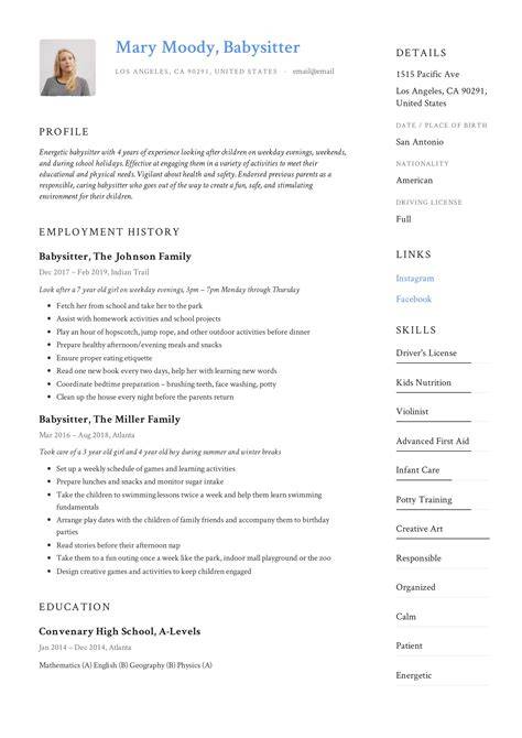 Babysitting Bio Resume Sample