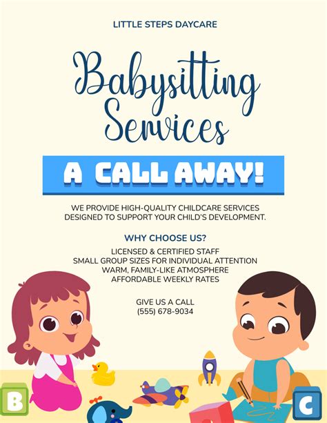 Babysitting Flyer Template Free - PSDFlyer