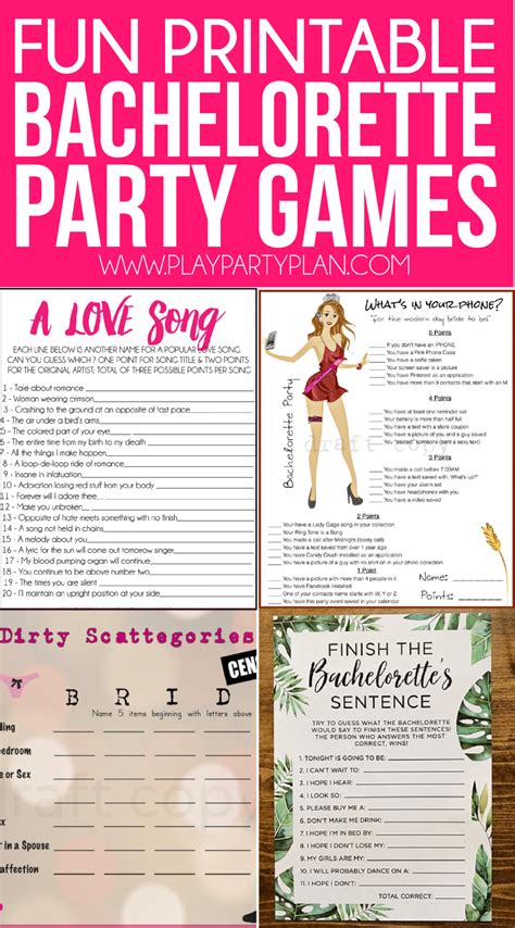 Bachelorette Party Printable Games