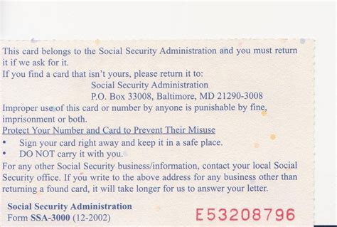 Back Of Social Security Card Template