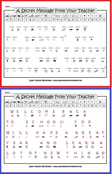 Back To School Handwriting Secret Message Printable