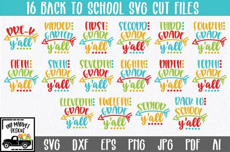 Download Back to School Y'all Cut File Bundle For Crafts
