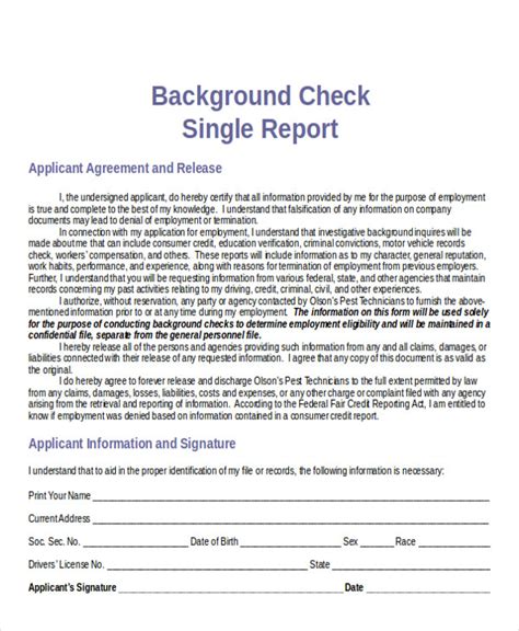 Background Check Report Template