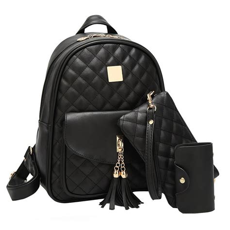 General Small Fashionable Backpack for Women Mini Black Quilted