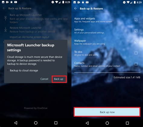 Backup Microsoft Launcher Settings