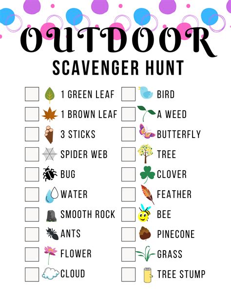 Backyard Scavenger Hunt Printable