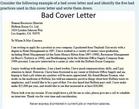 Bad Cover Letter Examples