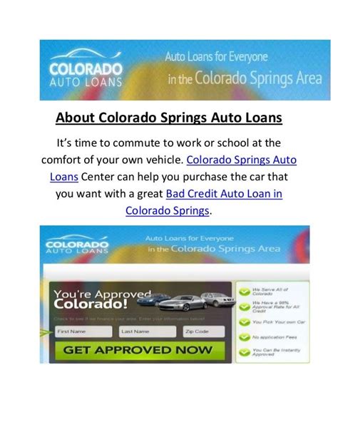 Bad Credit Car Loans Colorado Springs Co