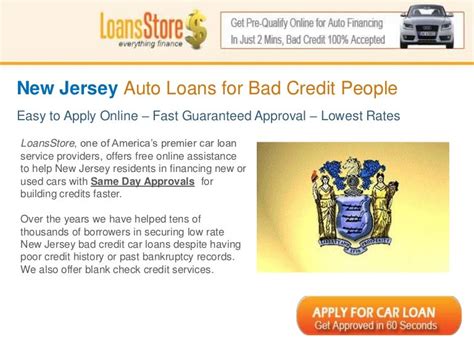 Bad Credit Loans New Jersey