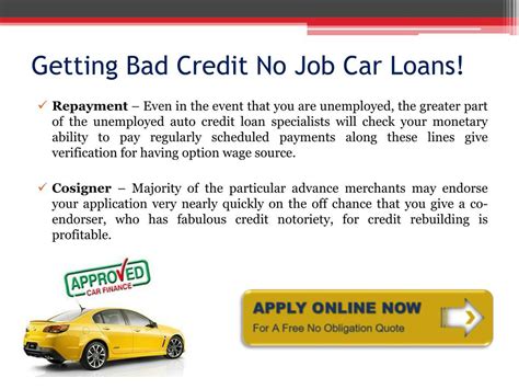 Bad Credit No Job Car Loans