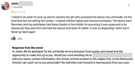 Bad Review Response Template