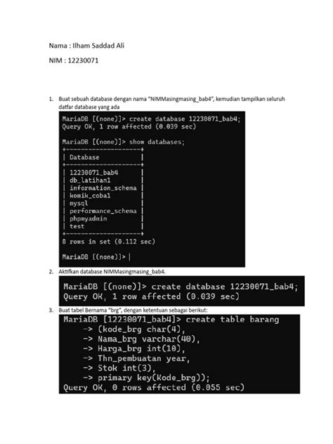 Gambar Tutorial Pembuatan Database dengan Bahasa SQL