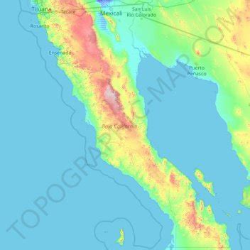 California Elevation Map Compressportnederland Baja California