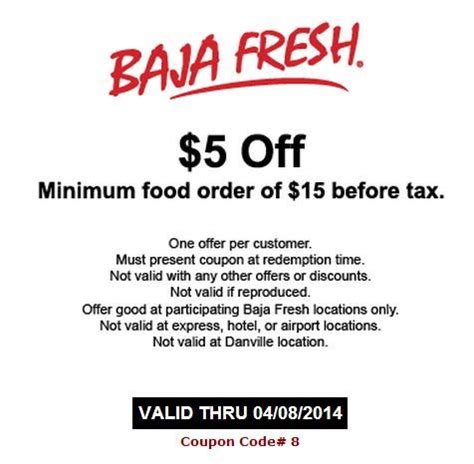 Baja Fresh printable coupon distribution channels
