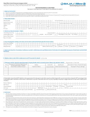 Bajaj General Insurance Claim Form