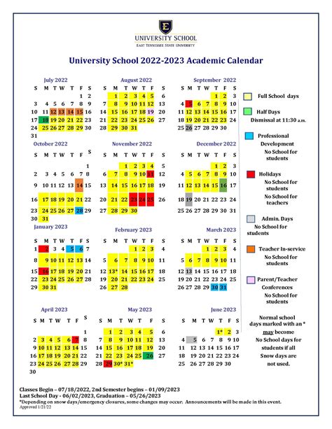 Baker Academic Calendar
