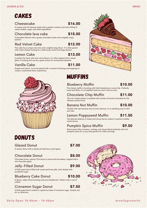 Bakery Menu Templates Free Download Of Cherry Bakery Menu Design