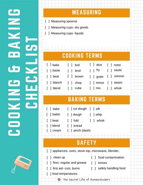 Baking Class Checklist