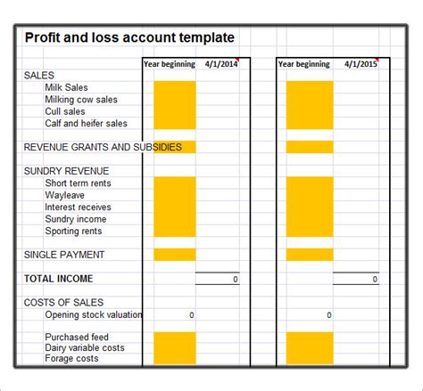 9+ Project Profit And Loss Template Excel Excel Templates Excel