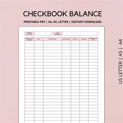 Find Financial Stability: Learn How to Balance Your Checkbook Ledger Worksheet